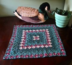 Around the World Table Quilt w/Duck Around the World Table Quilt w/Duck